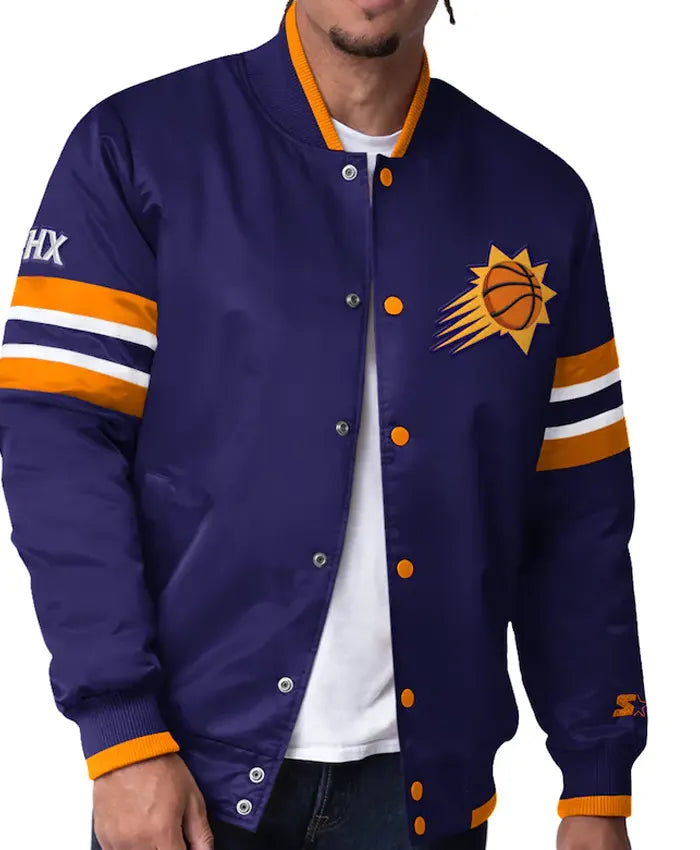 Phoenix Suns Scout Purple Satin Varsity Jacket
