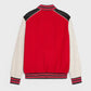 Red Triple Color Rib Color Lettermen Varsity Jacket