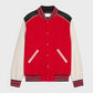 Red Triple Color Rib Color Lettermen Varsity Jacket
