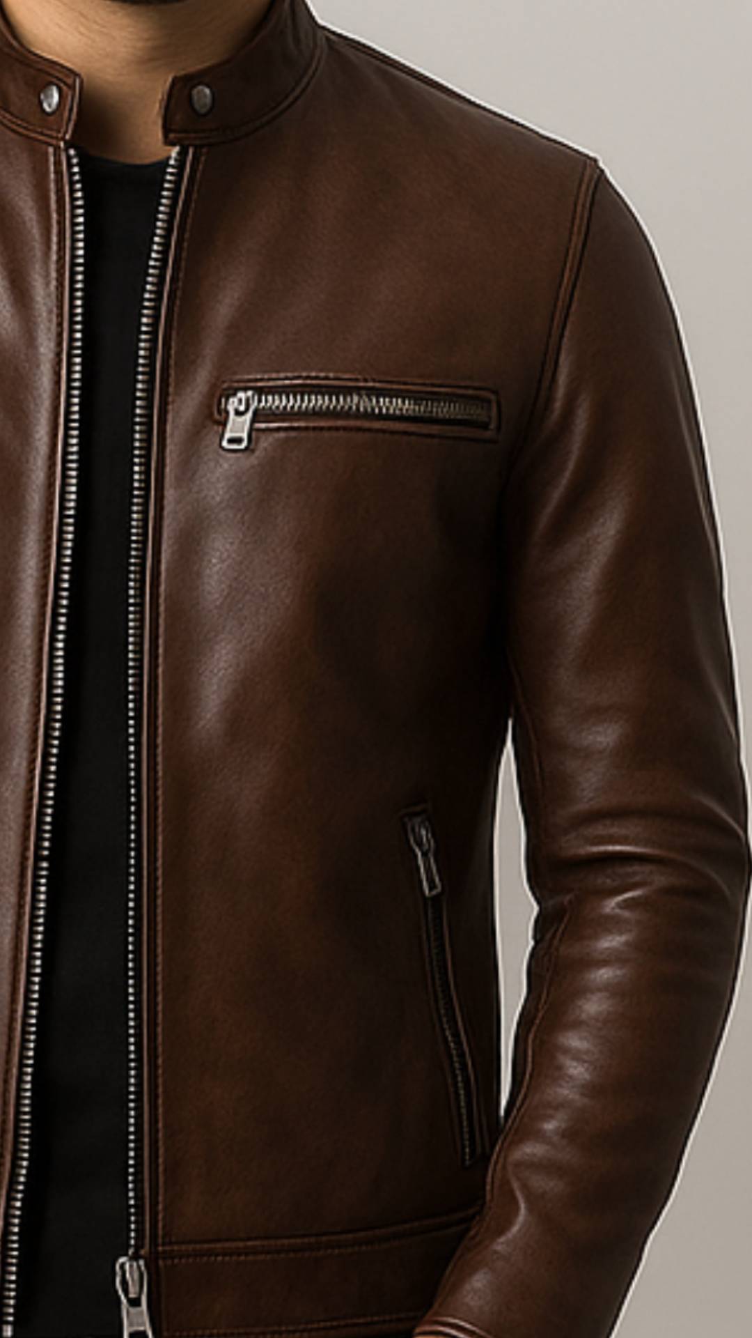 Ronnie Leather Brown Jacket – Men Leather Jacket Brown