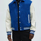 Royal Blue White Varsity Jacket For Mens
