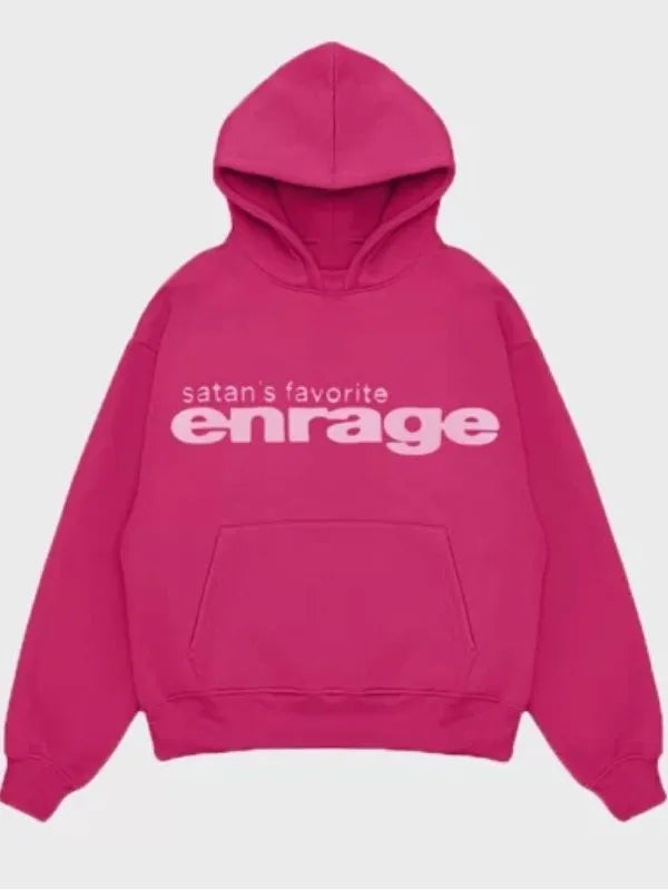 Satan’s Favorite Enrage Hoodie – Grey, Black, and Pink Pullover (Recreated Edition)