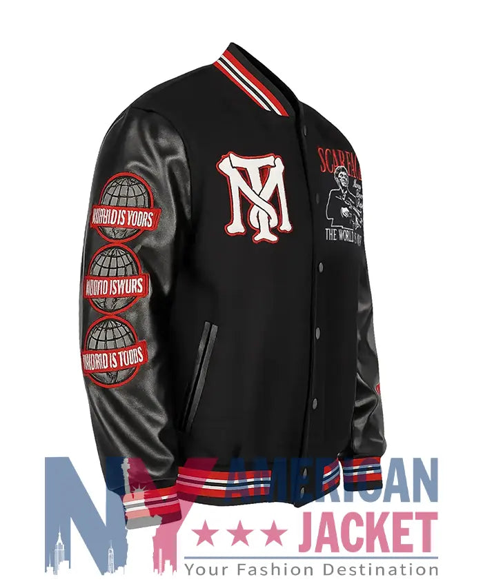 Scarface The World Is Yours Black Varsity Jacket