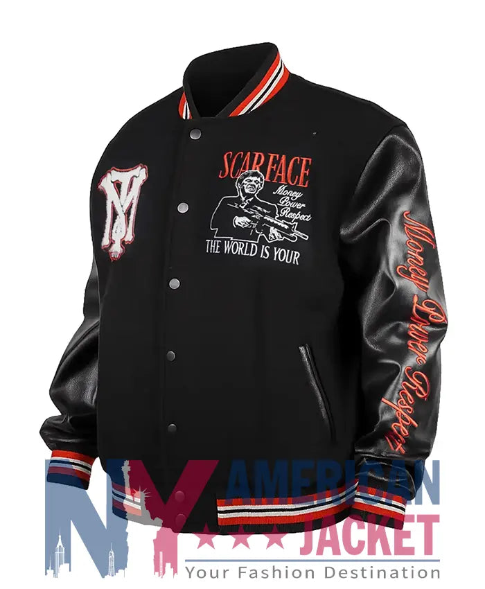 Scarface The World Is Yours Black Varsity Jacket