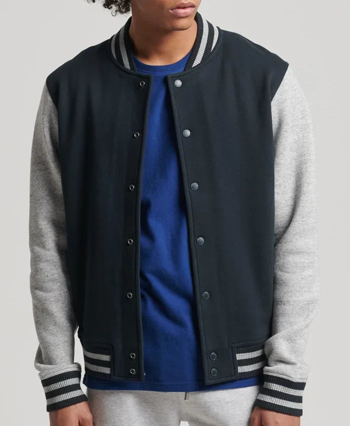 Sean Men Black and Grey Baseball Jacket