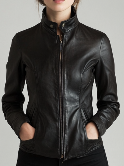 Sienna Leather Black Jacket – Women’s Leather Jacket (Black)