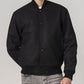 Simple Black Wool Baseball Varsity Jacket