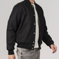 Simple Black Wool Baseball Varsity Jacket