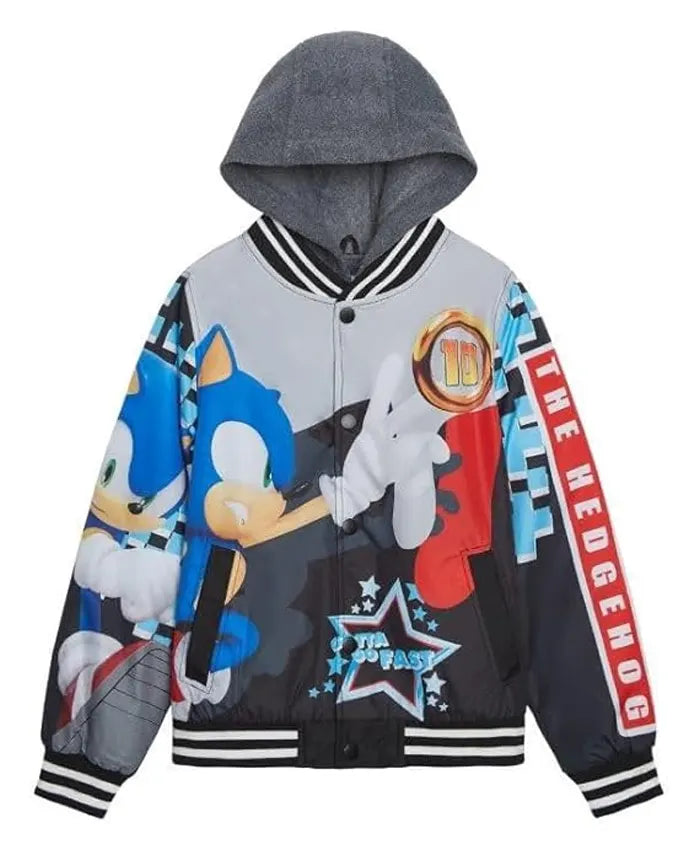 Sonic The Hedgehog Boys Hooded Varsity Jacket