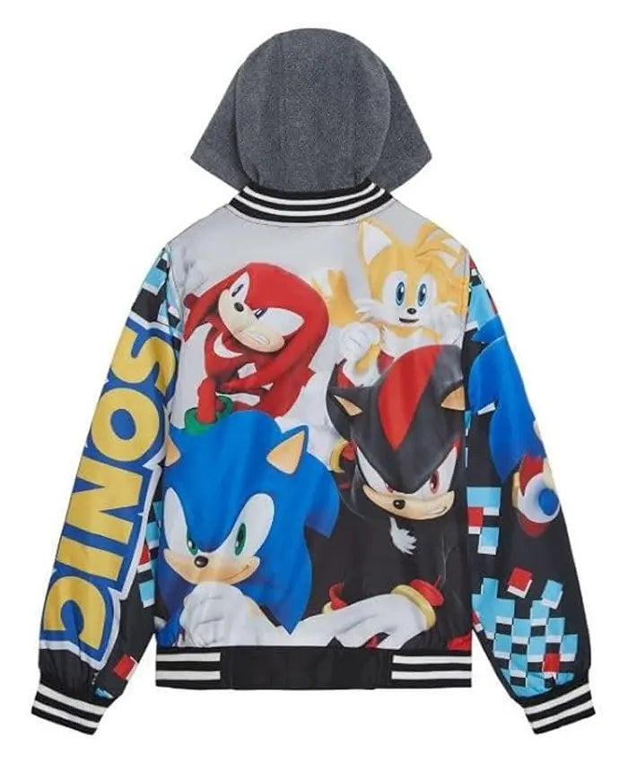 Sonic The Hedgehog Boys Hooded Varsity Jacket