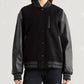 Sportswear Womens Black Leather Sleeves Bomber Jacket