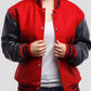 Stacie Red Wool Body Black Leather Sleeves Lettermen Jacket