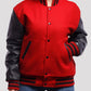 Stacie Red Wool Body Black Leather Sleeves Lettermen Jacket