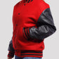 Stacie Red Wool Body Black Leather Sleeves Lettermen Jacket