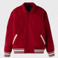 Stand Ford Red Trendy Drop Down Collar Varsity Jacket