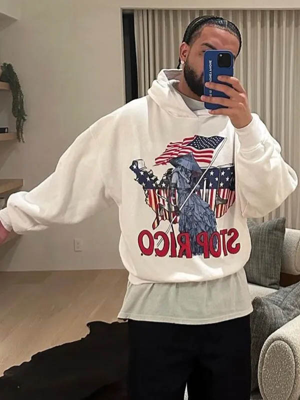 Drake Stop Rico White &amp; Black Hoodie (Recreated Edition)