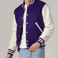Stylish Purple And White Varsity Jacket Unisex