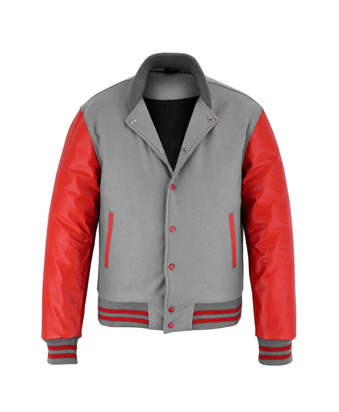 Stylish Red And Grey Lettermen Varsity Jacket