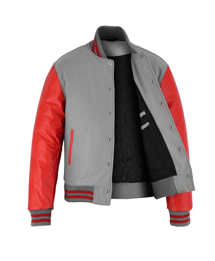 Stylish Red And Grey Lettermen Varsity Jacket