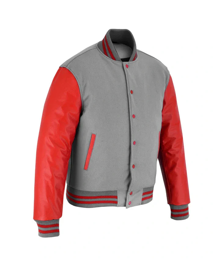 Stylish Red And Grey Lettermen Varsity Jacket