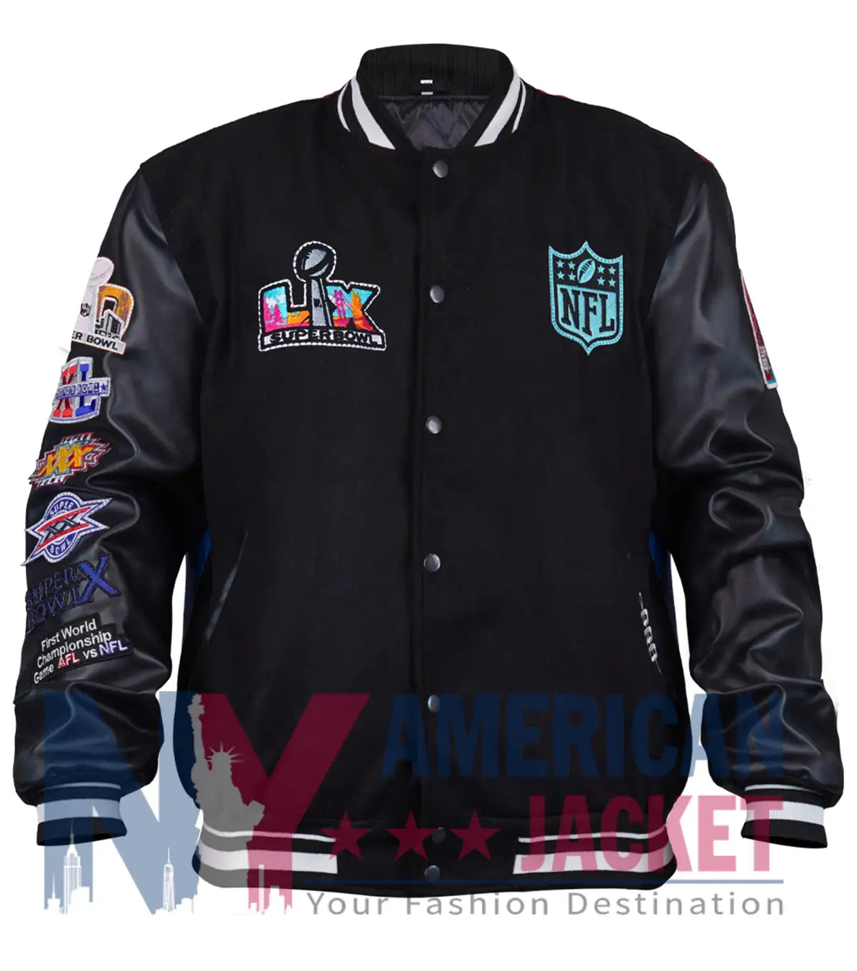 Super Bowl LX 2026 Black Varsity Jacket