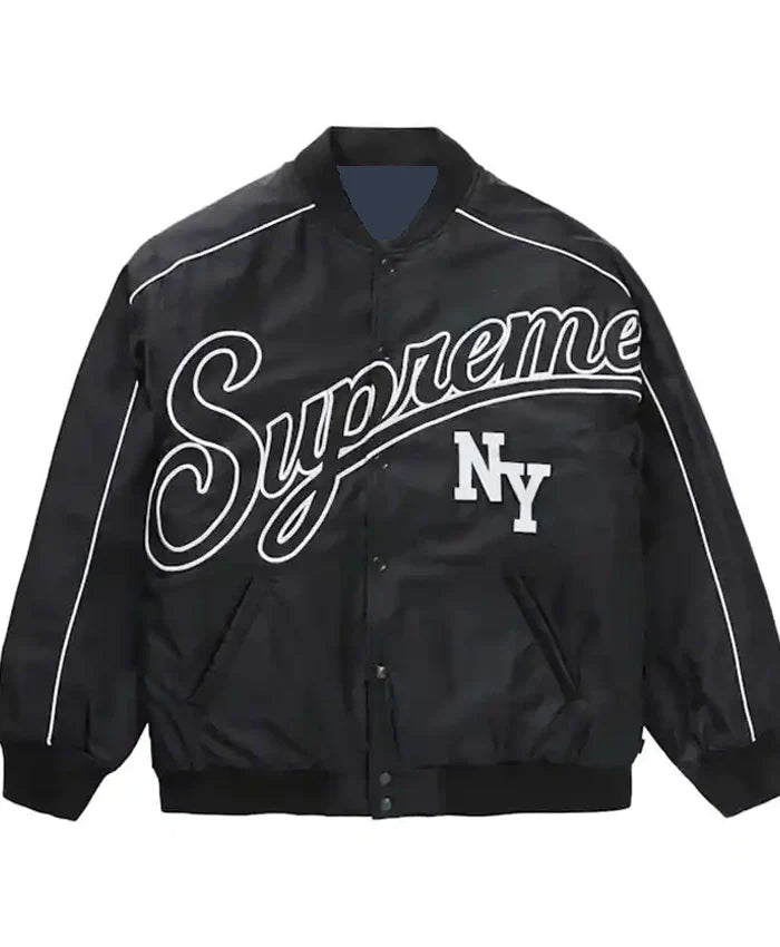 Supreme Contrast Script Black Varsity Jacket