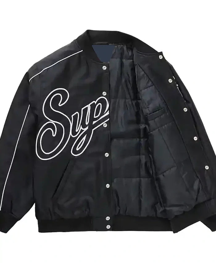 Supreme Contrast Script Black Varsity Jacket