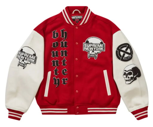 Supreme Bounty Hunter Red Wool And Leather Varsity Jacket – Recreated Edition