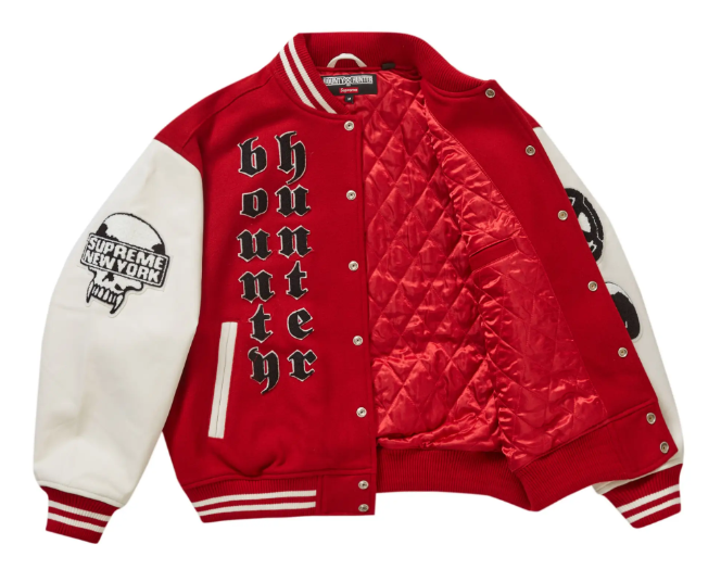 Supreme Bounty Hunter Red Wool And Leather Varsity Jacket – Recreated Edition