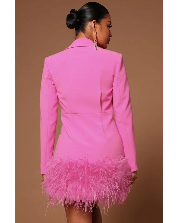 WWE NXT 2025 Sarah Schreiber Pink Feathers Trim Dress — Product Description
