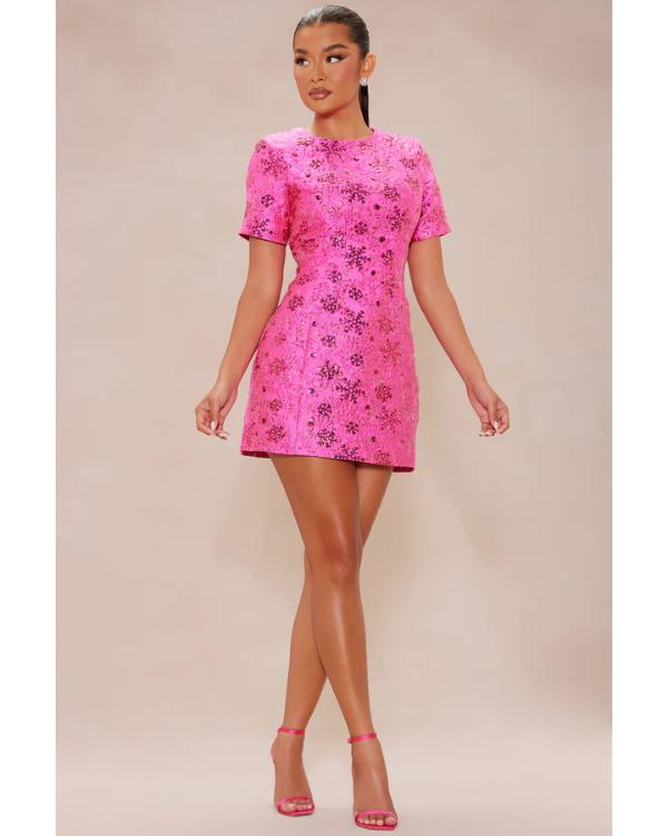 WWE NXT 2025 Sarah Schreiber Pink Stars Print Mini Dress — Product Description