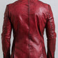 Teddy Red Leather Blazer - Leather Blazer for Men Red
