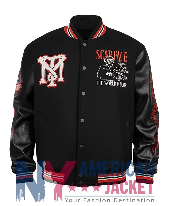 Scarface The World Is Yours Black Varsity Jacket