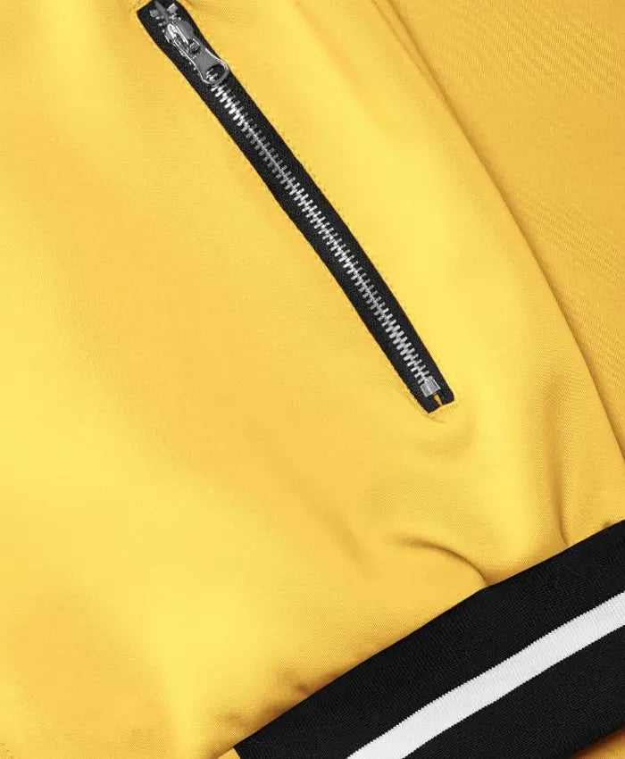 Trendy Black And Yellow Wool Varsity Jacket