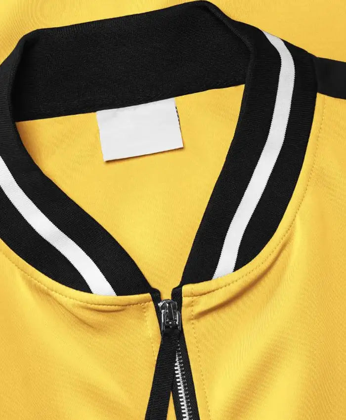 Trendy Black And Yellow Wool Varsity Jacket