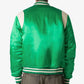 Trendy Satin Green Letterman Varsity Jacket