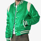 Trendy Satin Green Letterman Varsity Jacket