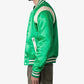 Trendy Satin Green Letterman Varsity Jacket