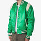 Trendy Satin Green Letterman Varsity Jacket