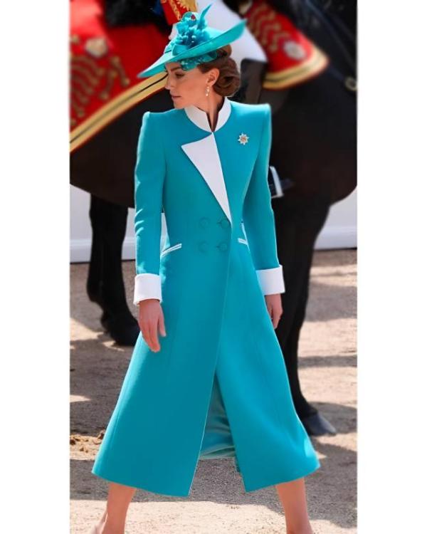 Trooping The Colour 2025 Kate Middleton Blue Coat Dress – Regal Elegance &amp; Timeless Style
