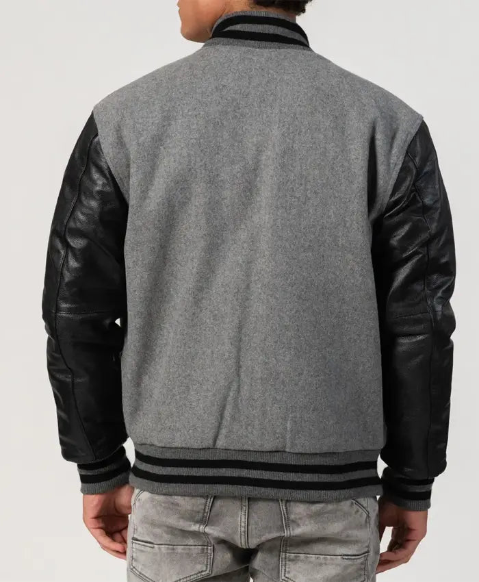 Unisex Black And Grey Varsity Jacket