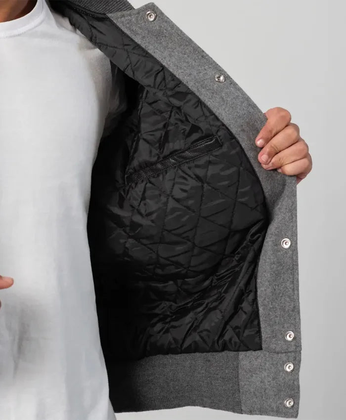 Unisex Black And Grey Varsity Jacket