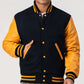 Unisex Black And Yellow Leather Varsity Jacket