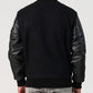 Unisex Black Varsity Jacket With Leather Sleeves