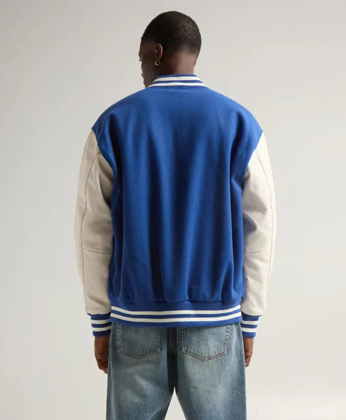 Unisex Blue And White Varsity Jacket