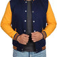 Unisex Blue And Yellow Varsity Bomber Jacket