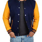 Unisex Blue And Yellow Varsity Bomber Jacket