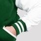 Unisex Green And White Lettermen Jacket