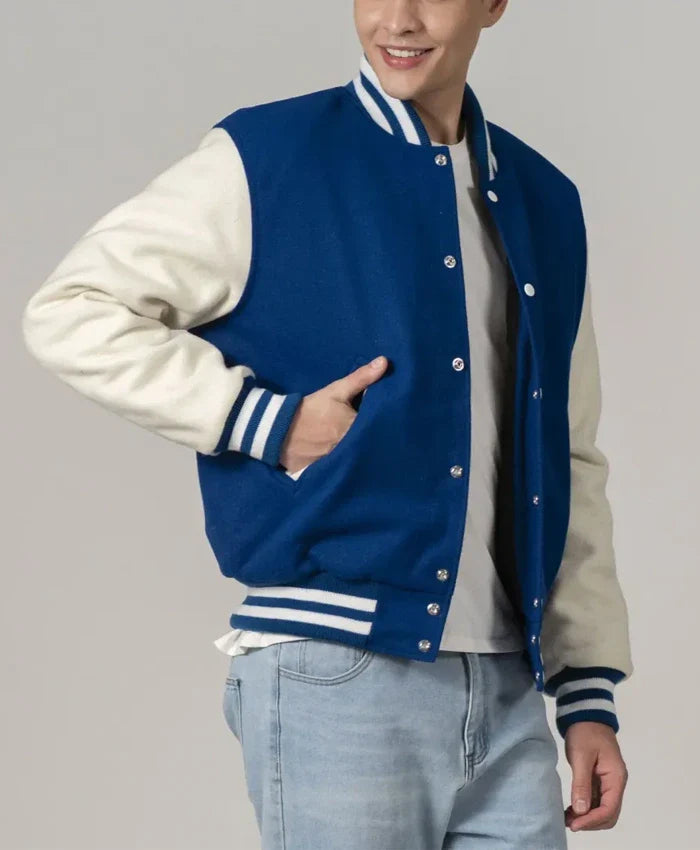 Unisex Navy Blue Varsity Lettermen Jacket
