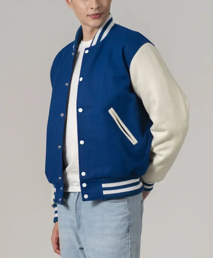Unisex Navy Blue Varsity Lettermen Jacket